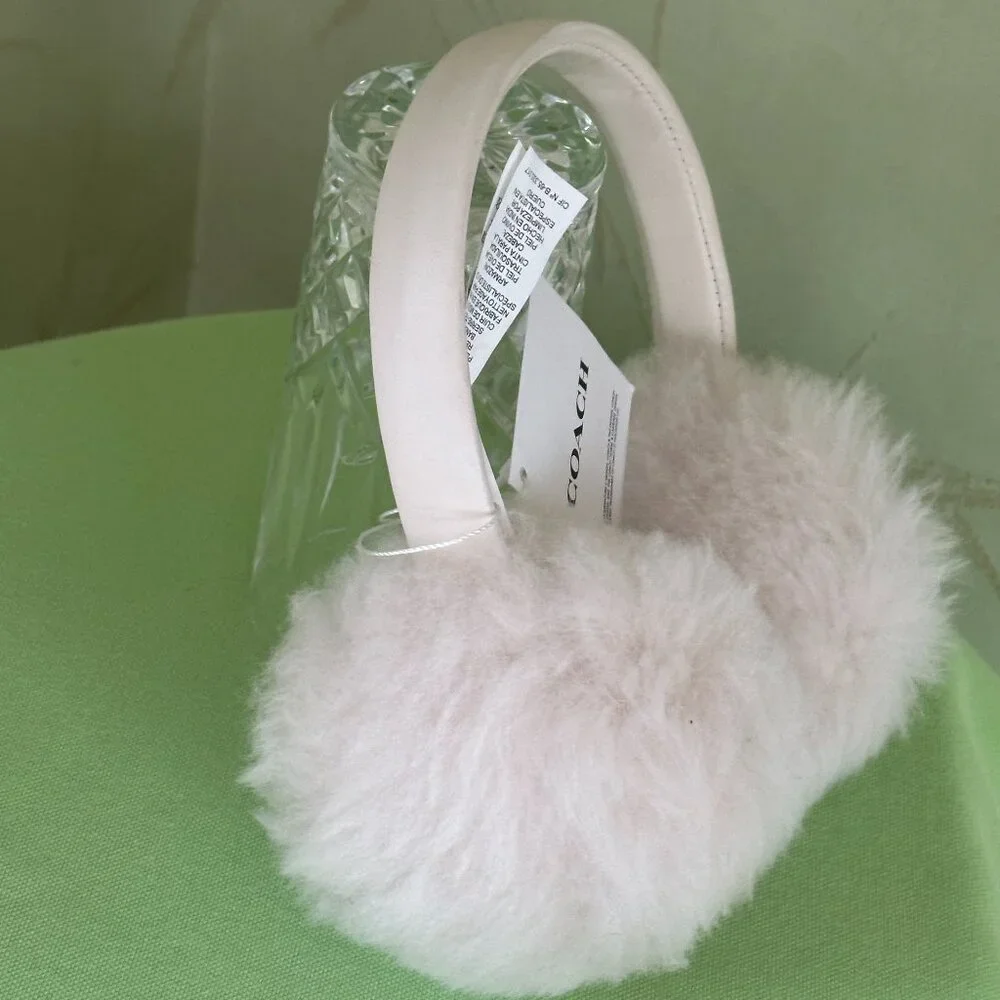 COACH SHEARLING AND LEATHER EARMUFFS:NWT CHALK 7371 - Picture 6 of 10
